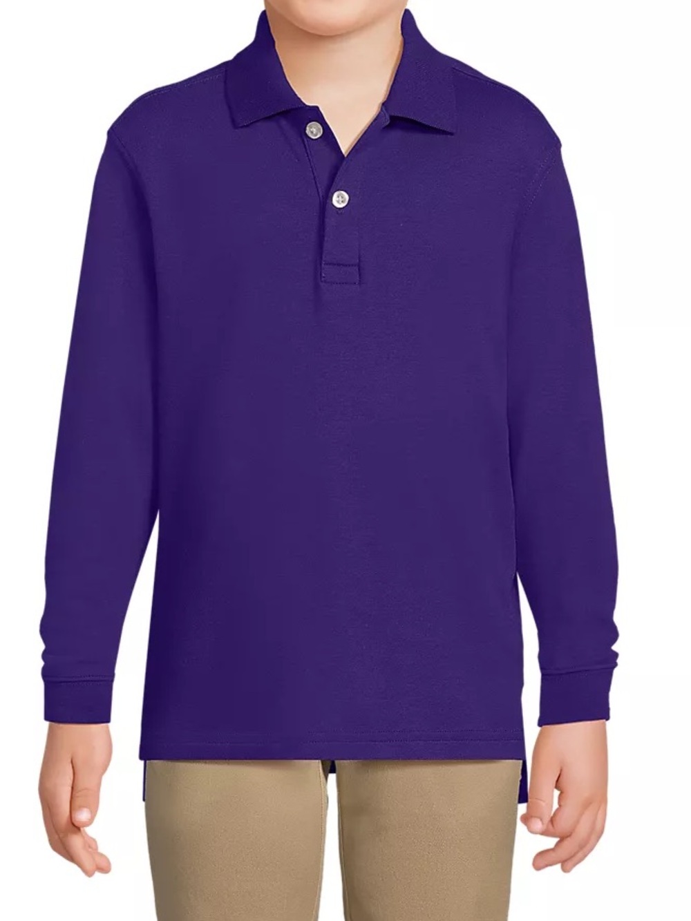 NWOT Lands' End Sz L (10-12) Kids’ Soft Knit Long Slv Polo Purple School Unifor